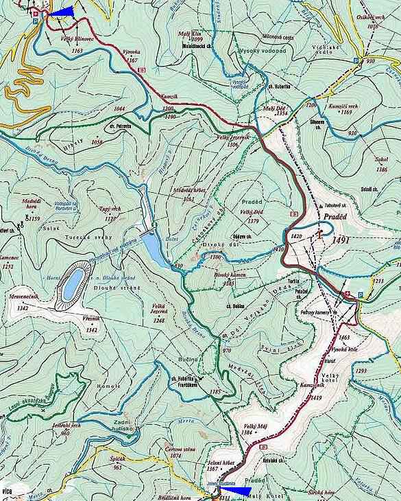 � 1 �ervenohorsk� sedlo - Prad�d - Jelen� stud�nka (Hrub� Jesen�k I.)