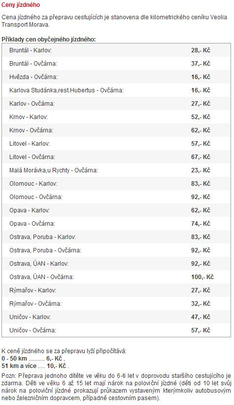 Skibus Olomouc - Litovel - Uni�ov - R�ma�ov - Mal� Mor�vka - Karlov - Hv�zda - Ov��rna