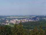 Rozhledna na Ježníku - výhled z rozhledny na město Krnov
